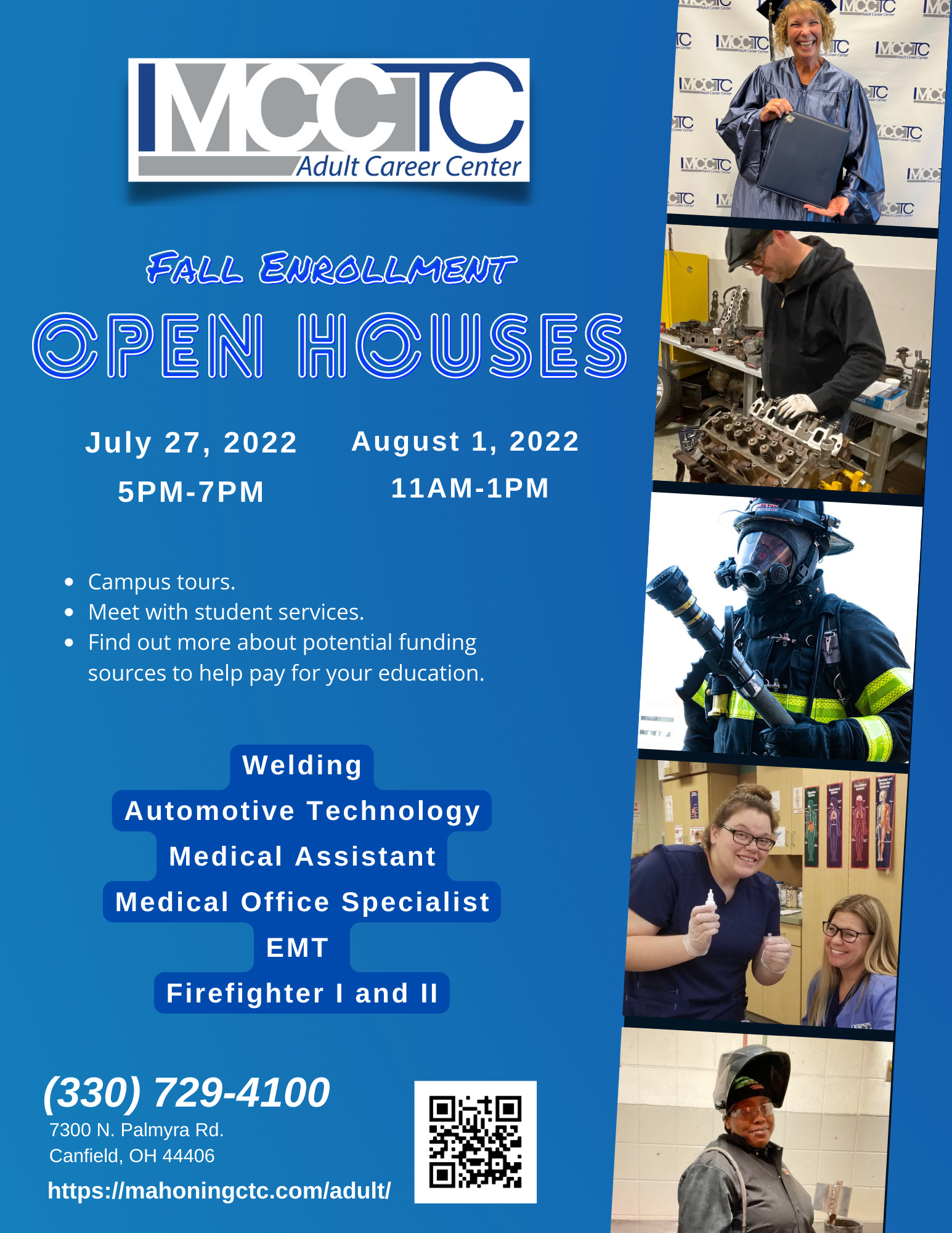 Evening and Daytime Fall Enrollment Open Houses to be Held at MCCTC Adult Career Center in Canfield, OH