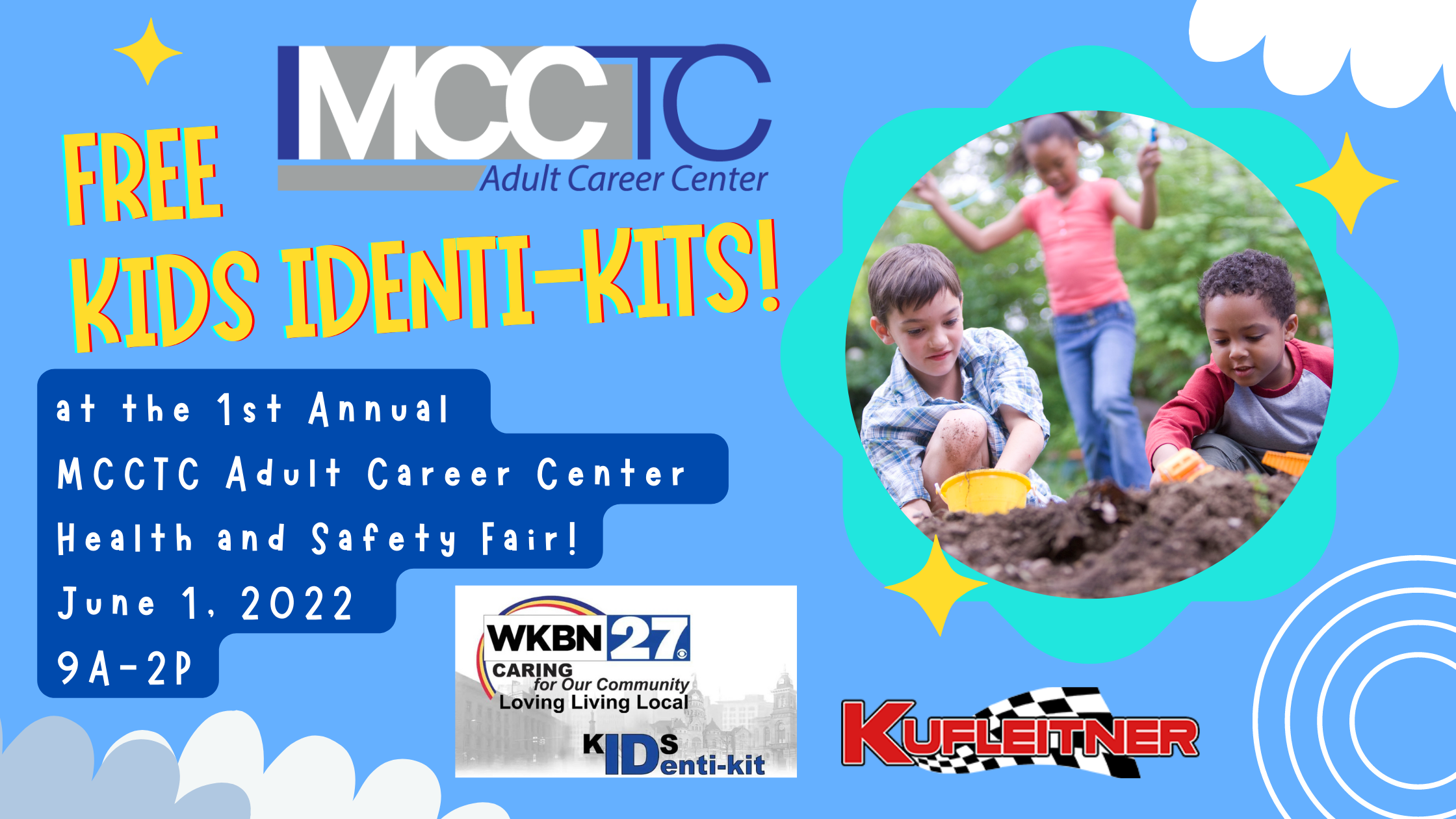 Get your kids ready for summer with a FREE Kids Identi-kit while visiting the MCCTC Adult Career Center Health and Safety Fair