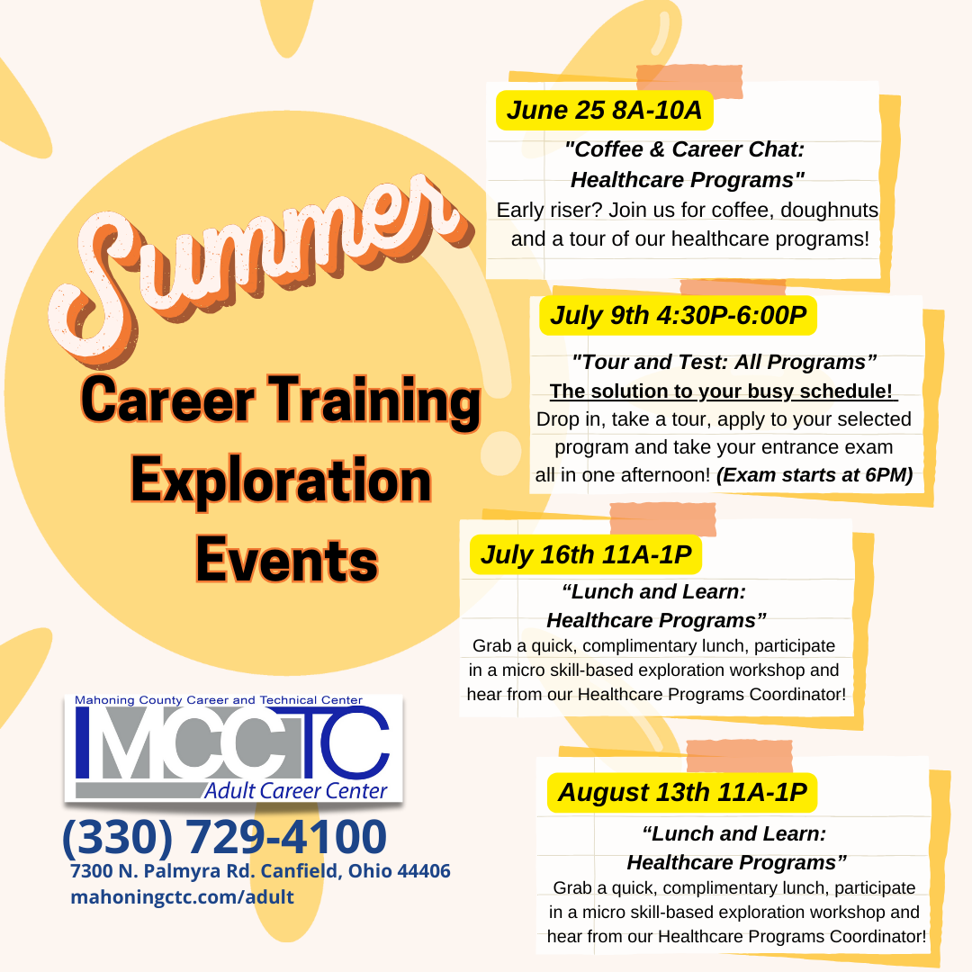 Summer Career Training Exploration Event Dates! - MCCTC