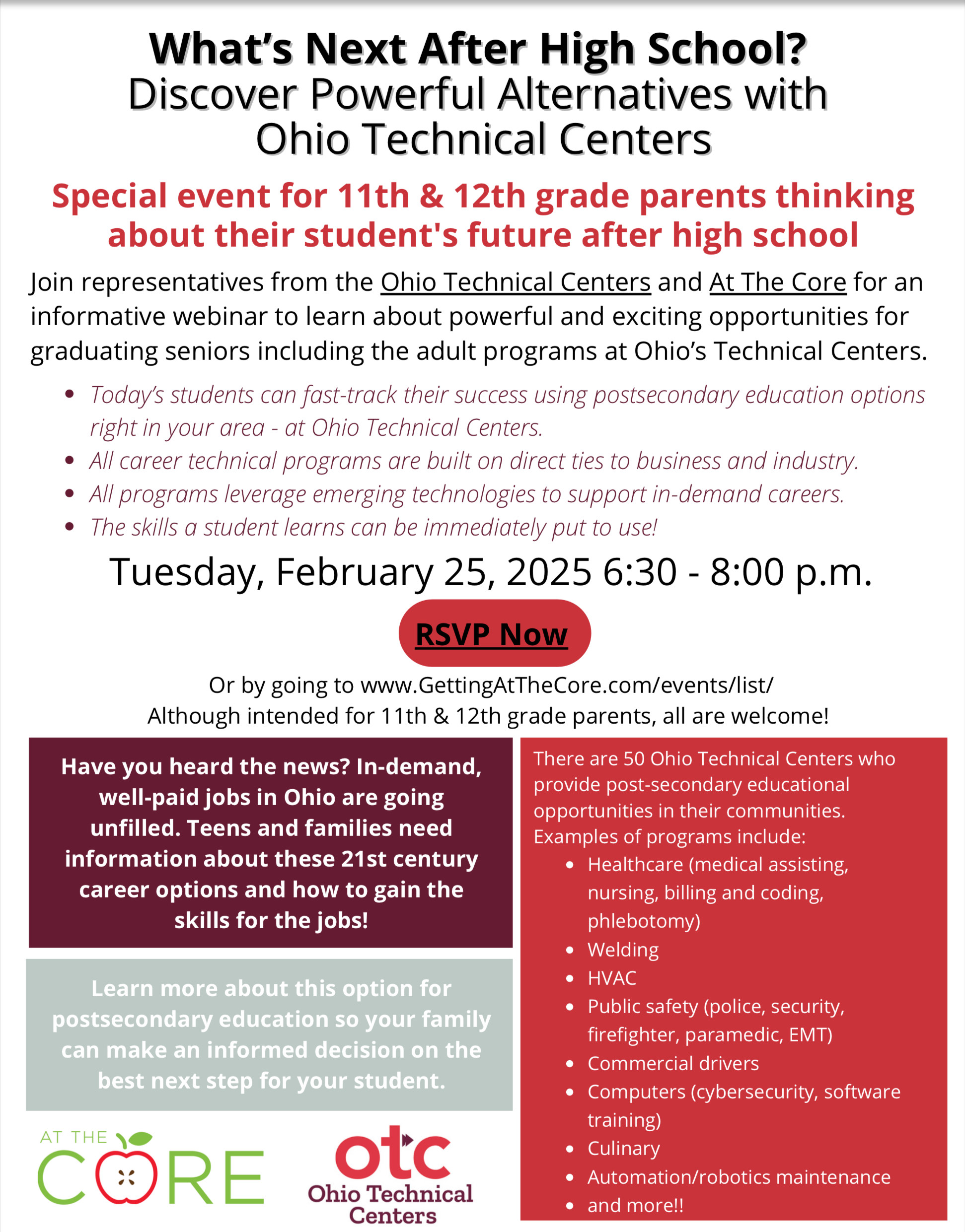 What’s Next After High School? Event on 2/25 from 6:30-8:00PM!