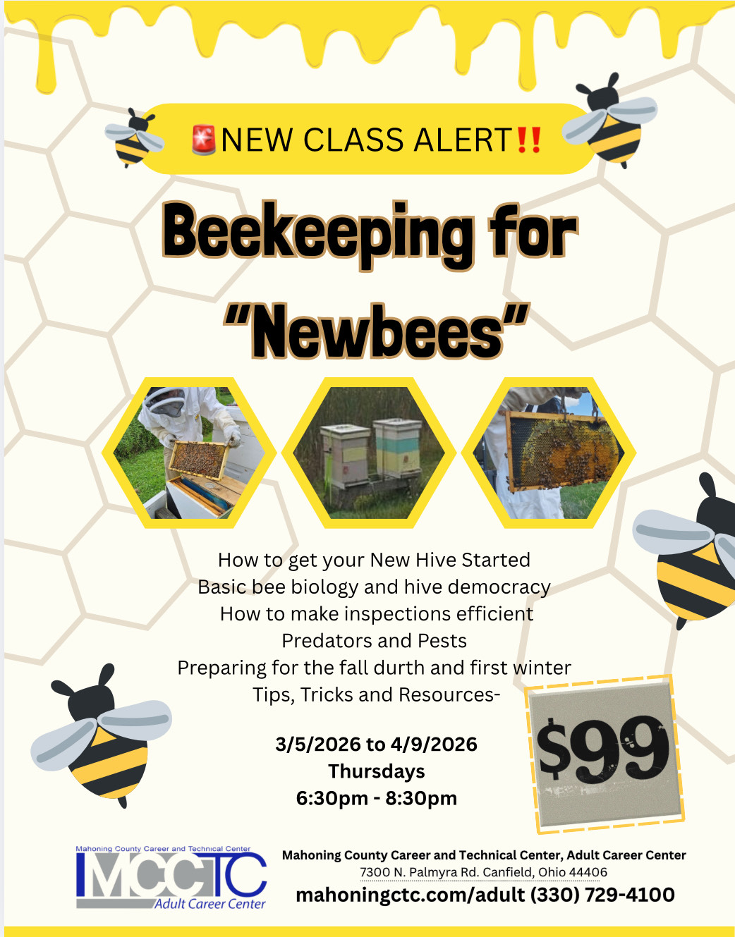 Beekeeping for “Newbees” Class Starts in March – Register Now!